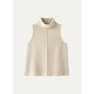 OGL Turtle Neck Split Hem Top NWT SIZE L HEATHER BEIGE